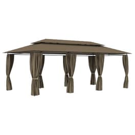 Vidaxl Κιόσκι Με Κουρτίνες Taupe 600 X 298 X 270 Εκ. 180 Γρ./μ²