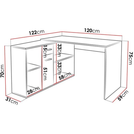 Γραφείο Polihome Armando από Μαριοσανίδα 120x122x75 cm - Λευκό image 3