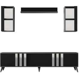 Έπιπλο Τηλεόρασης 24Mall Tricolore από Μοριοσανίδα 180x30x47 cm - Μαύρο/Ασημί/Ανθρακί