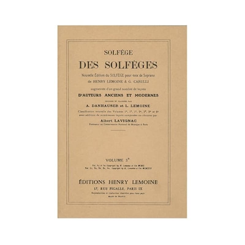 HENRY LEMOINE Solfege Des Solfeges, Vol.3b