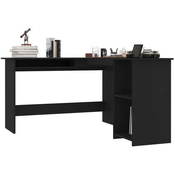 Γραφείο Γωνιακό VidaXL από Μοριοσανίδα 120x140cm - Μαύρο image 2