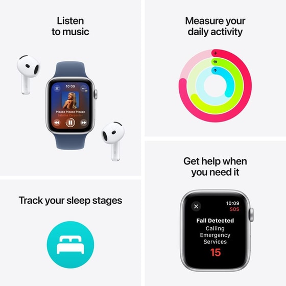 Apple Watch SE GPS 44mm - Starlight Aluminium Case with Starlight Sport Band - S/M image 1