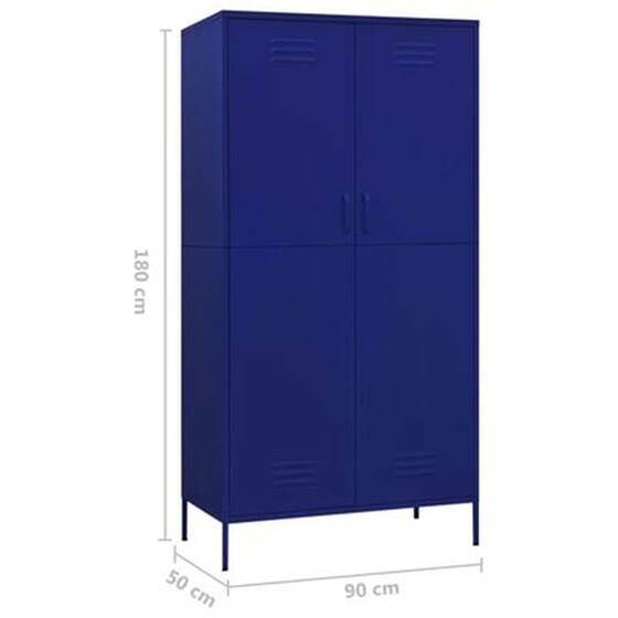 Δίφυλλη Ντουλάπα Vidaxl από Ατσάλι 90x50x180cm - Μπλε image 3