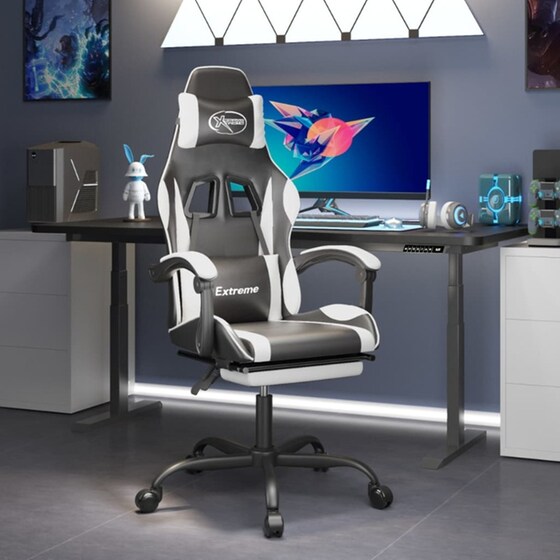 Καρέκλα Gaming VIDAXL 3143883 με Υποπόδιο από Τεχνητό Δέρμα - Μαύρο image 9