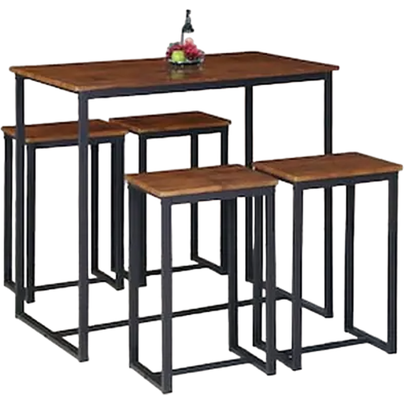 Τραπέζι Woodwell Henry Σετ Μπαρ Και 4 Σκαμπώ από Μέταλλο C39809 100x60cm – Σκούρο Καφέ