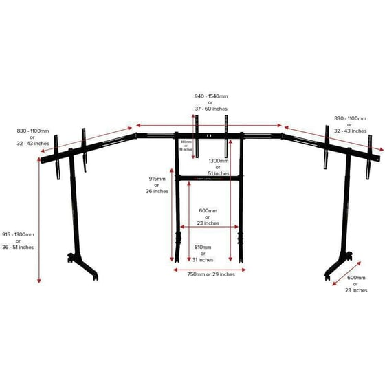 Τριπλή Βάση Στήριξης Μόνιτορ Next Level Racing NLR-A010 για 32” – 65” έως 70 Kg image 1