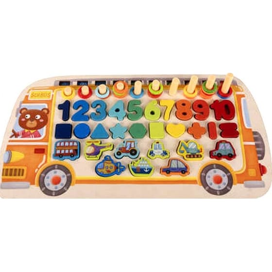 Ξύλινο Εκπαιδευτικό Παιχνίδι 6 σε 1 Παζλ με Μαγνητικά Ψαράκια image 2