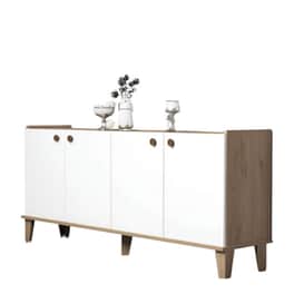 Μπουφές 24Mall Famiglia Oak από Μοριοσανίδα 180x41x77.8 cm - Λευκός/Καφέ