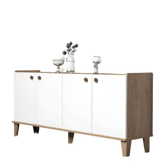 Μπουφές 24Mall Famiglia Oak από Μοριοσανίδα 180x41x77.8 cm - Λευκός/Καφέ image 0