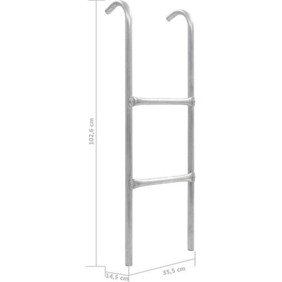 VidaXL Σκάλα Τραμπολίνου με 2 Σκαλιά 102.6cm από Ανοξείδωτο Ατσάλι - Ασημί image 4