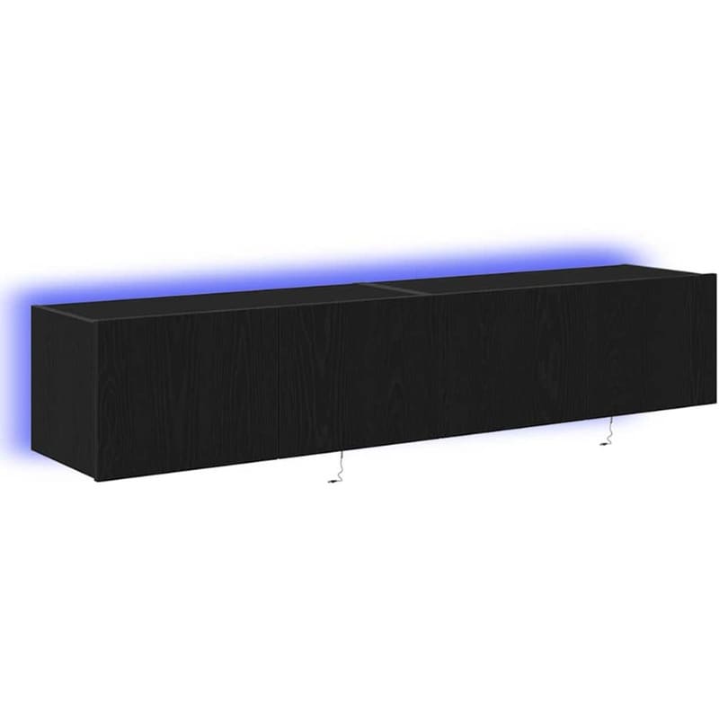 Έπιπλο Τηλεόρασης VidaXL Επιτοίχιο με LED 2 τμχ 80 x 35 x 31 cm - Μαύρη Οξιά