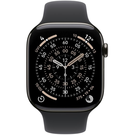 Apple Watch Series 11 GPS + Cellular 46mm Slate Titanium Case with Black Sport Band - S/M image 1