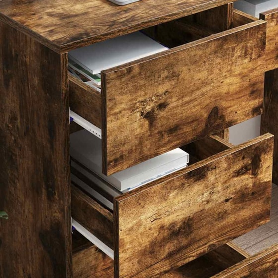 Γραφείο VidaXL από Επεξεργασμένο Ξύλο 90x37,5x75 cm - Καπνιστή Δρυς image 1