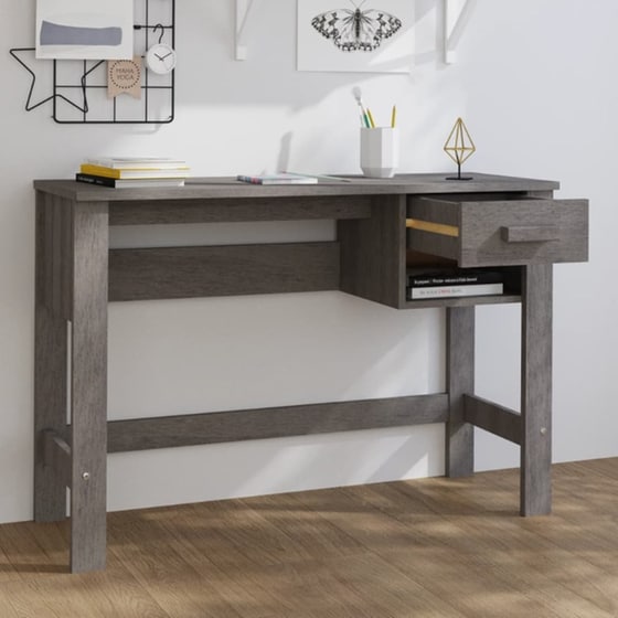 Γραφείο VidaXL Hamar από Μασίφ Ξύλο Πεύκου 110x40x75 cm - Ανοιχτό Γκρι image 2