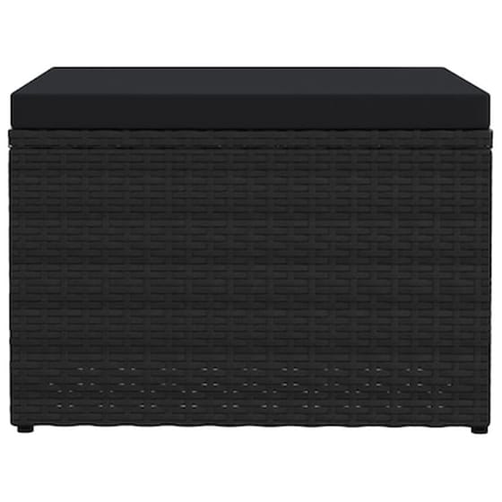 Vidaxl Υποπόδιο Κήπου Μαύρο Από Συνθετικό Ρατάν Με Μαξιλάρι image 3