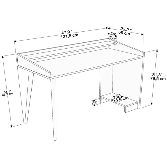 Γραφείο Μελέτης 24Mall Volte από Μοριοσανίδα 121.8x59x88.3cm - Καφέ image 4