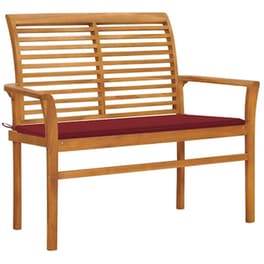 Παγκάκι Κήπου VidaXL με Μαξιλάρι 112x55x94 cm από Μασίφ Ξύλο Teak - Μπορντό