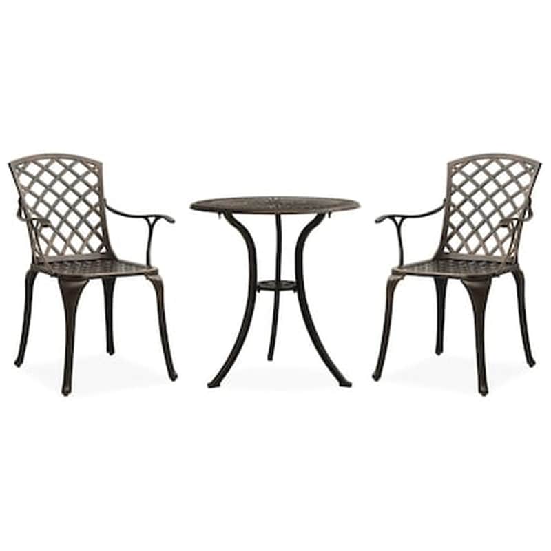 Vidaxl Σετ Επίπλων Bistro 3 Τεμαχίων Μπρονζέ Από Χυτό Αλουμίνιο VIDAXL