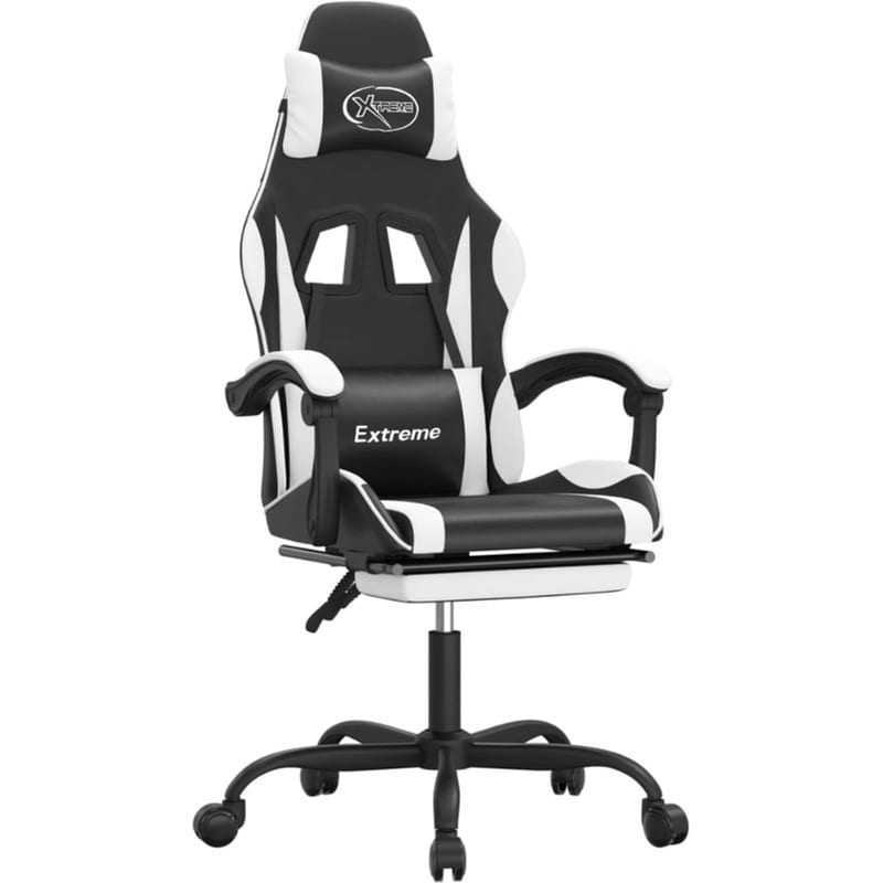 Καρέκλα Gaming VIDAXL 349584 με Υποπόδιο από Τεχνητό Δέρμα - Μαύρο