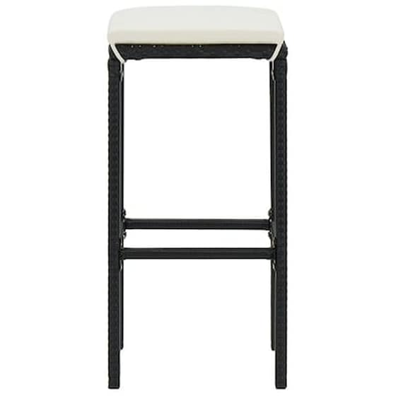 Σκαμπό Κήπου VidaXL με Μαξιλάρια από Ρατάν 4 Τμχ - Μαύρο/Κρεμ image 5