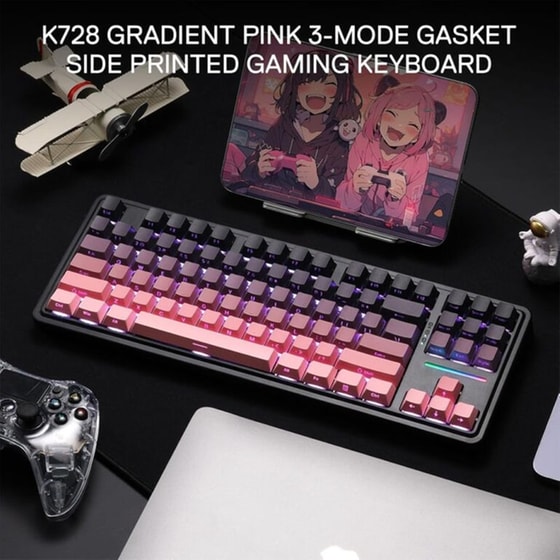Redragon K728SP Gaming Μηχανικό Ασύρματο Bluetooth Πληκτρολόγιο RGB Μαύρο (US) image 12