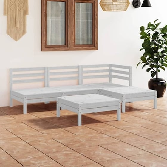 Vidaxl Σαλόνι Κήπου Σετ 5 Τεμαχίων Λευκό Από Μασίφ Ξύλο Πεύκου image 1