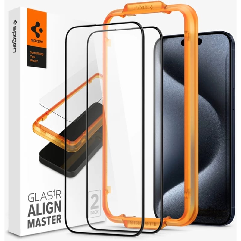 Προστατευτικό Οθόνης Apple iPhone 15 Pro - Spigen Alignmaster Full Cover 2τμχ