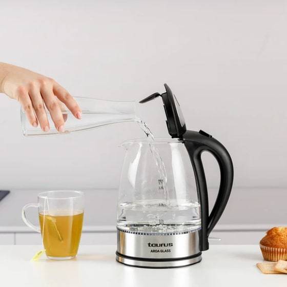 Βραστήρας TAURUS AROA GLASS 2200 W 1.7 L Ασημί/Μαύρο image 1