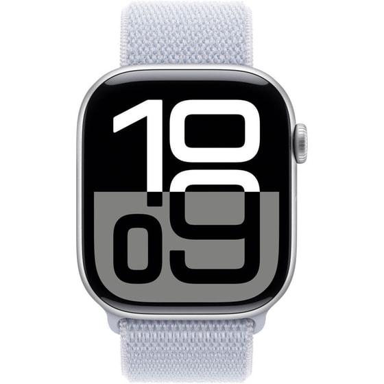 Apple Watch Series 10 GPS + Cellular 46mm Silver Aluminum Case with Blue Cloud Sport Loop image 2
