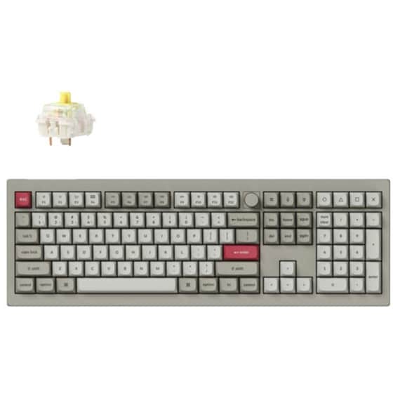 Keychron V6 Max Retro V6M-R4 Ασύρματο Gaming Μηχανικό Πληκτρολόγιο με Banana διακόπτες και RGB φωτισμό - Γκρι (US) image 0