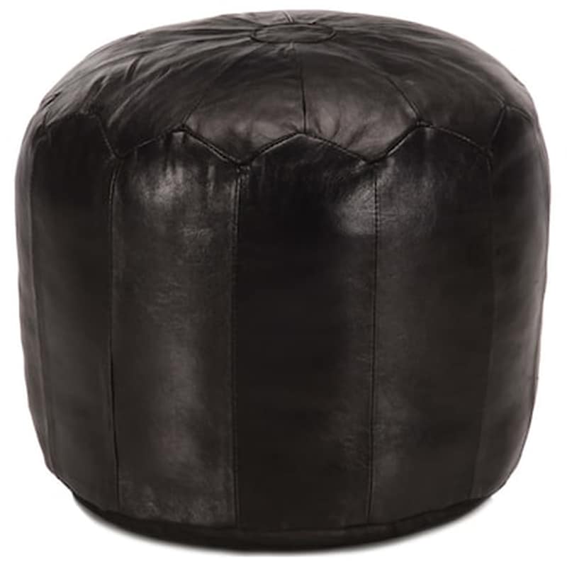 VIDAXL Πουφ Vidaxl Από Γνήσιο Δέρμα Κατσίκας 40x35 cm - Μαύρο