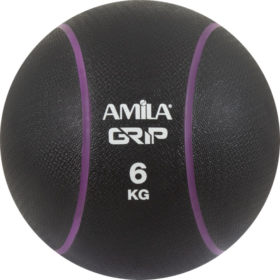 Μπάλα Medicine Grip Amila 6 kg 19 cm από Λάστιχο - Μαύρη/Μωβ image 0