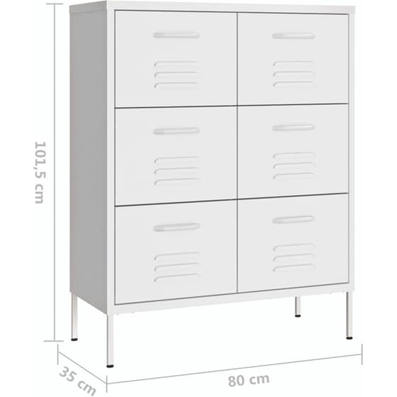 Συρταριέρα Γραφείου VidaXL από Ατσάλι 80x35x101.5 cm - Λευκό image 7