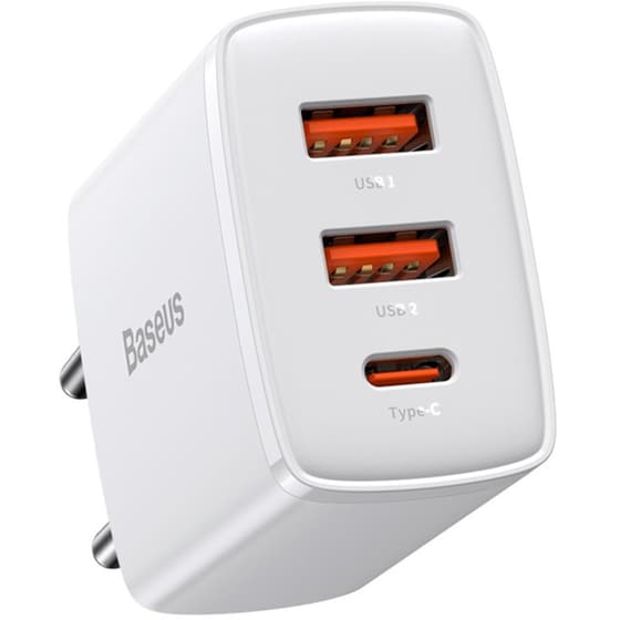 Φορτιστής Πρίζας Baseus CCXJ-E02 Usb-C/2xUsb 30W - White image 0
