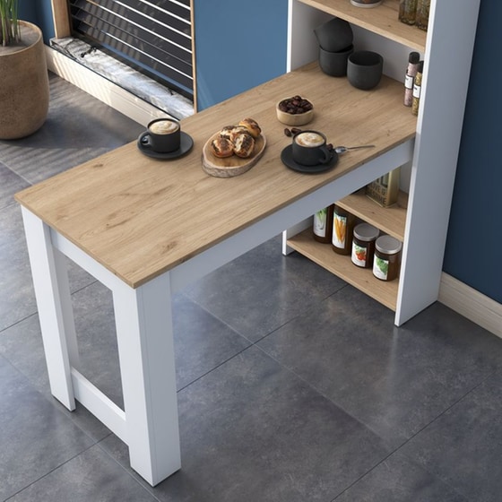 Τραπέζι Κουζίνας 24Mall Brio από Μαριοσάνιδα 120x53.8x153.6 cm - Καρυδί/Λευκό image 4