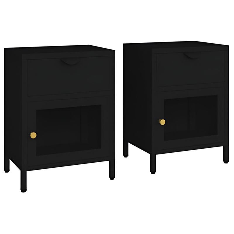 VIDAXL Κομοδίνο Vidaxl Μεταλλικό 2τμχ 40x30x54.5 cm - Μαύρο