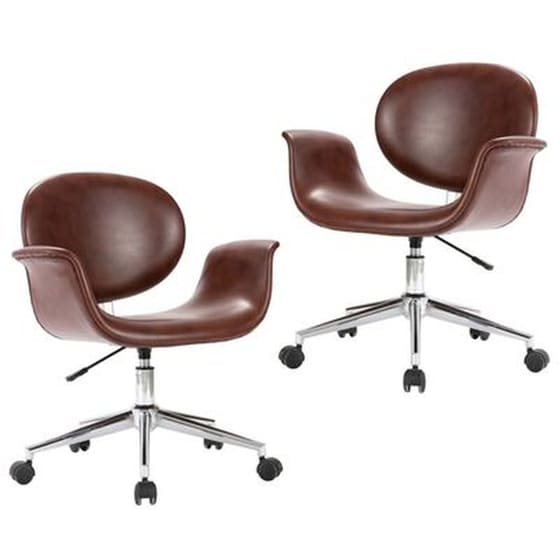 Τραπεζαρίας Πολυθρόνες Περιστρεφόμενες Δερματίνη Vidaxl  2 Τμχ - Καφέ image 0