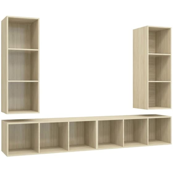 Έπιπλα Τηλεόρασης VidaXL από Μοριοσανίδα 4 Τμχ 37x37x107cm - Καφέ image 0