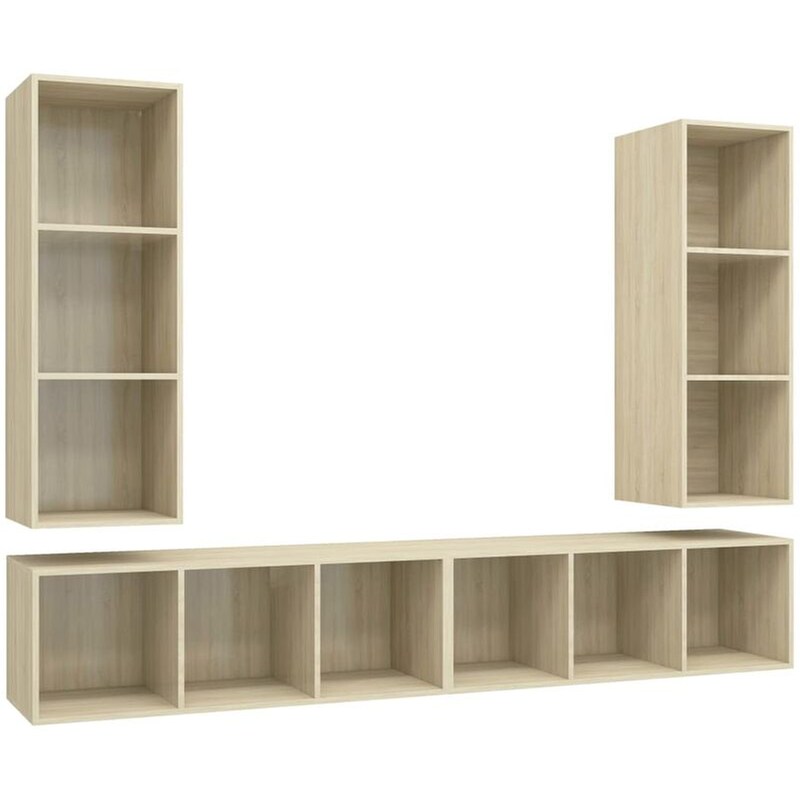 Έπιπλα Τηλεόρασης VidaXL από Μοριοσανίδα 4 Τμχ 37x37x107cm - Καφέ