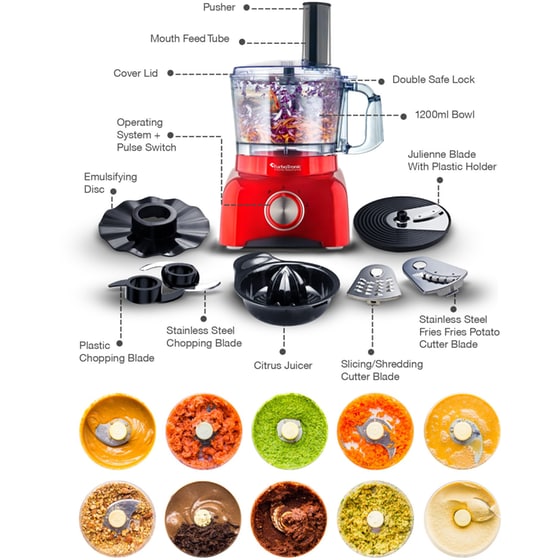 Πολυμίξερ TURBOTRONIC TT-FP800 800 W 1.2 L Κόκκινο image 6