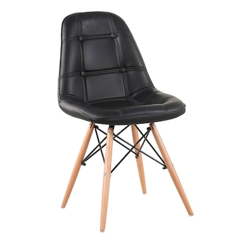 ESMARKET Καρέκλα Esmarket Peep PVC/Ξύλο 44x52.5x84cm - Μαύρο