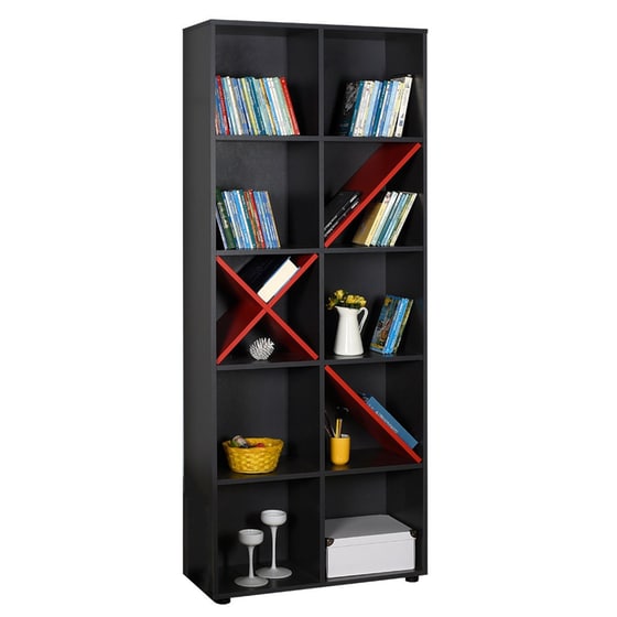 Βιβλιοθήκη Spitishop από MDF 75x30x188cm - Ανθρακί image 1