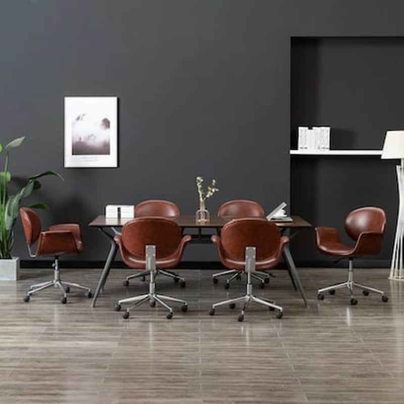 Vidaxl Καρέκλες Τραπεζαρίας Περιστρεφόμενες 6 Τεμ. Καφέ Από Δερματίνη VIDAXL