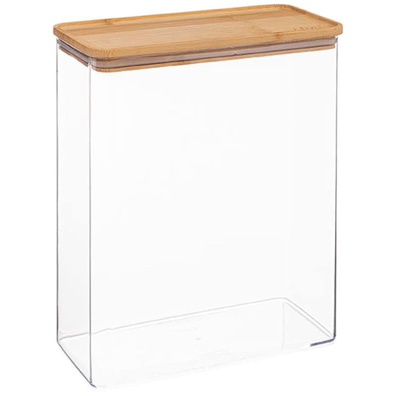 SPITISHOP Δοχείο Αποθήκευσης Τροφίμων Spitishop Πλαστικό/Bamboo 20.4x10.4x27.4cm - Διάφανο