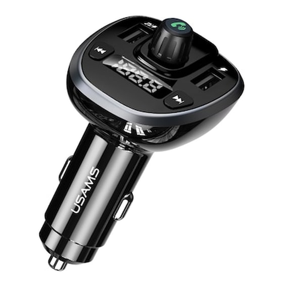 Fm Transmitter Usams Με Οθόνη Us-cc115, 2x Usb, Sd Card, 3.4a, Μαύρο image 0