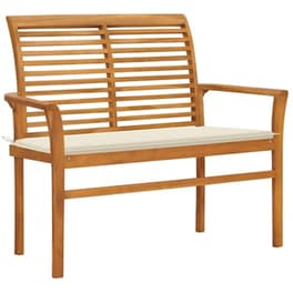 Παγκάκι Κήπου VidaXL με Μαξιλάρι 112x55x94 cm από Μασίφ Ξύλο Teak - Κρεμ
