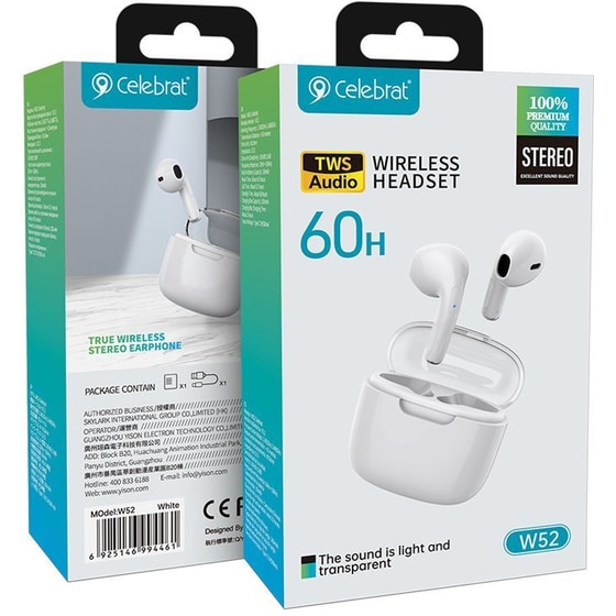 Ακουστικά Bluetooth Celebrat W52 - Λευκά image 3