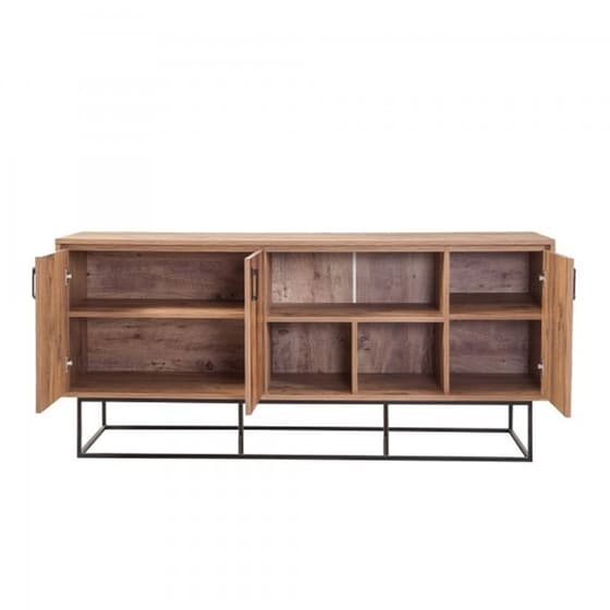 Μπουφές 24Mall Destra Atlantic Pine από Μοριοσανίδα/Μέταλλο 180x40x80 cm - Μαύρος/Καφέ image 2
