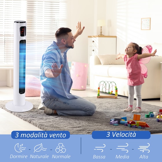 HOMCOM 45W 96cm Ανεμιστήρας Πύργος με Τηλεχειριστήριο image 1