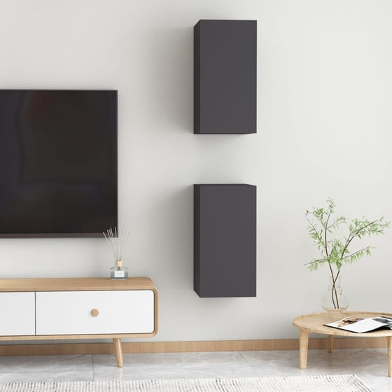 Έπιπλα Τηλεόρασης VidaXL από Μοριοσανίδα 2 Τμχ 30.5x30x60cm - Γκρι image 11